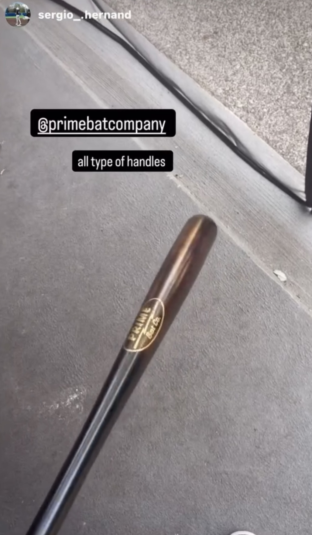 Two-tone Prime Bat Co customer build with a dark handle and brown barrel