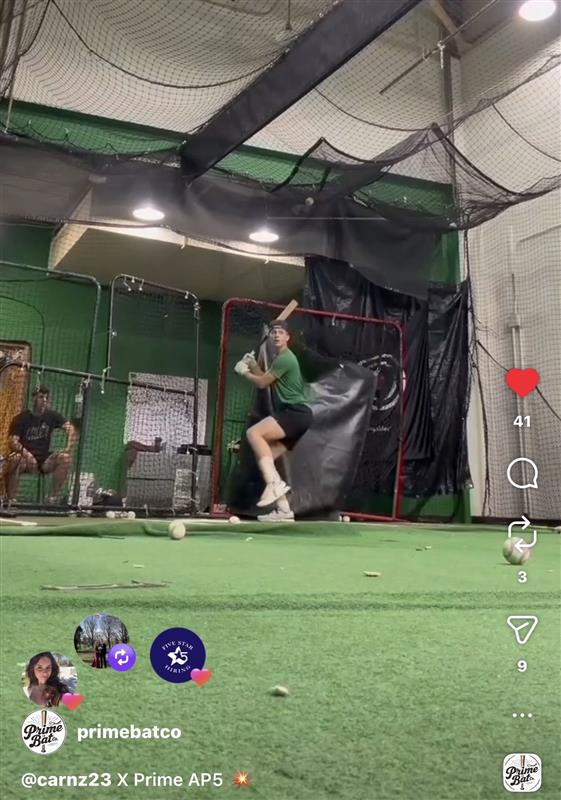 Jayden Carney using a Prime Bat Co bat in the cages